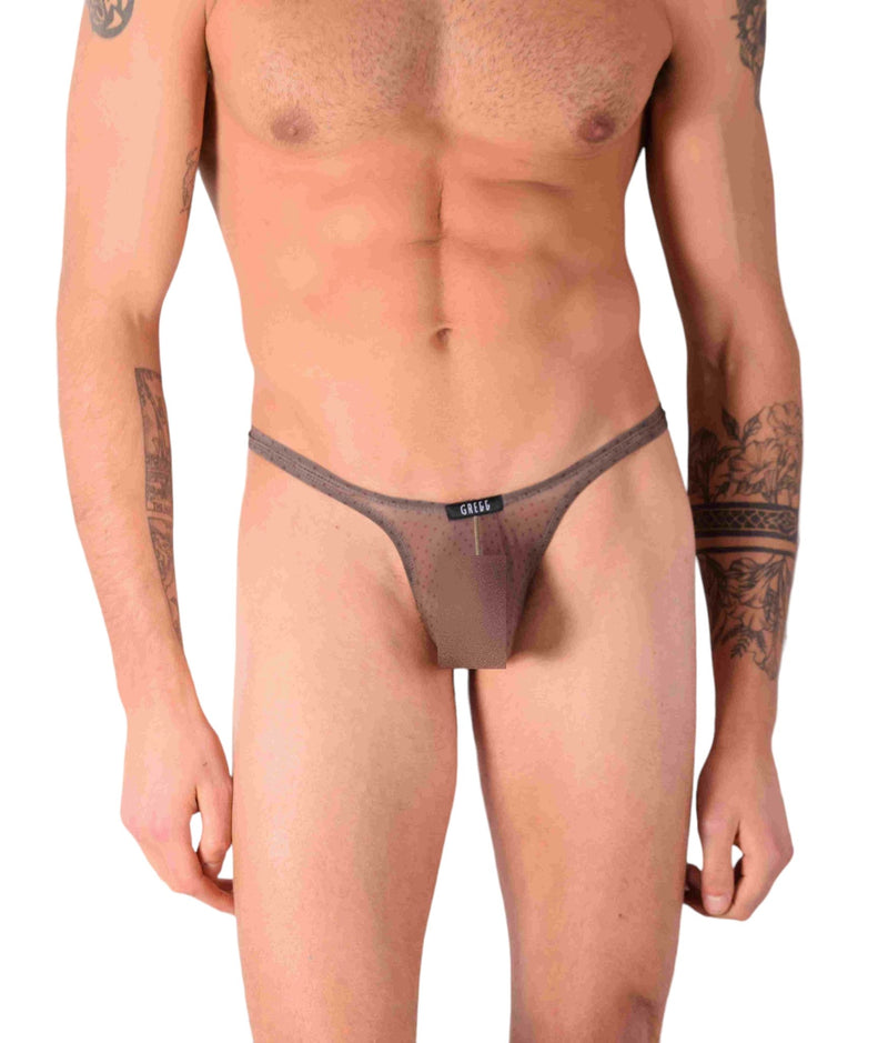 Gregg Homme Thong STRIP Sheer Olive R148004 29 - SexyMenUnderwear.com
