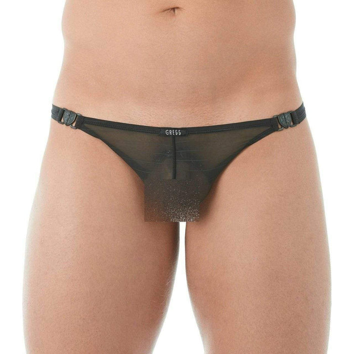 Gregg Homme Thong Suspender Mesh Detachable Clips Tangas Black 142804 123 - SexyMenUnderwear.com