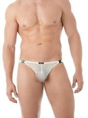 Gregg Homme Thong Suspender Mesh Detachable Clips Tangas White 142804 123 - SexyMenUnderwear.com