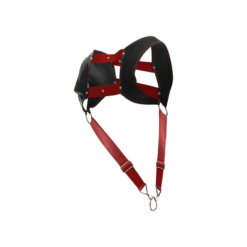 Harness MOB DNGEON Faux-Leather CropTop C-Ring Harness Cherry Red DMBL08 - SexyMenUnderwear.com