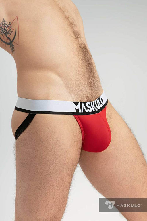 Jock MASKULO Microfiber Jockstraps with Silky Band Red JS162-10 26 - SexyMenUnderwear.com