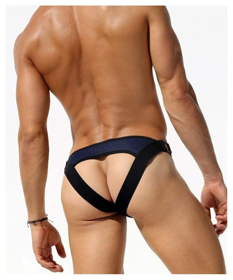 Jock RUFSKIN SYNCRO Spacer Arched Back Panel Jockstrap Navy 1 —  SexyMenUnderwear.com