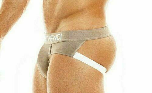 Jockstrap Modus Vivendi Jeans Jock Inspired Denim Press Studs Sand 05011 37 - SexyMenUnderwear.com