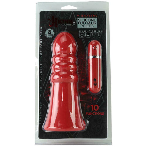 Kink Vibrator Everything Butt Ridged Vibrating Plug in Red 1 - SexyMenUnderwear.com