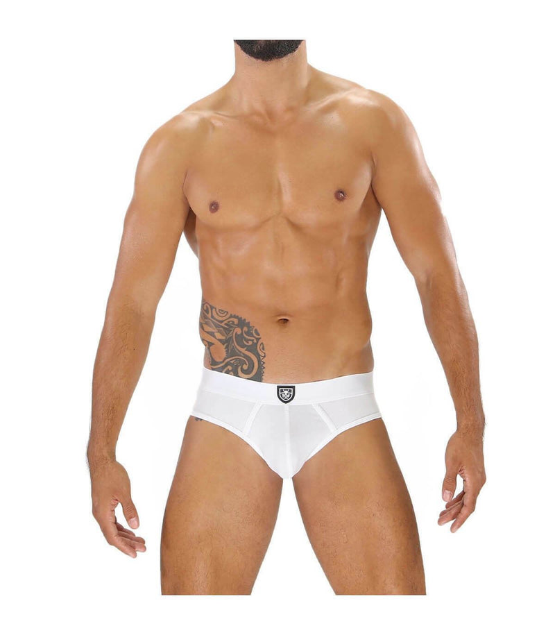 LARGE Casual White Briefs ''TOF PARIS" Alpha Slip Classic Cotton Jersey 30 - SexyMenUnderwear.com