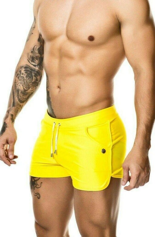 LARGE GIGO Swim Shorts Basic Mens Swimsuit Beachwear Maillot Yellow S03129 7 - SexyMenUnderwear.com