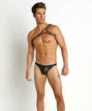 LARGE Gregg Homme Bonded Leather Harness Genuine Detach Straps Tan 150960 232 - SexyMenUnderwear.com