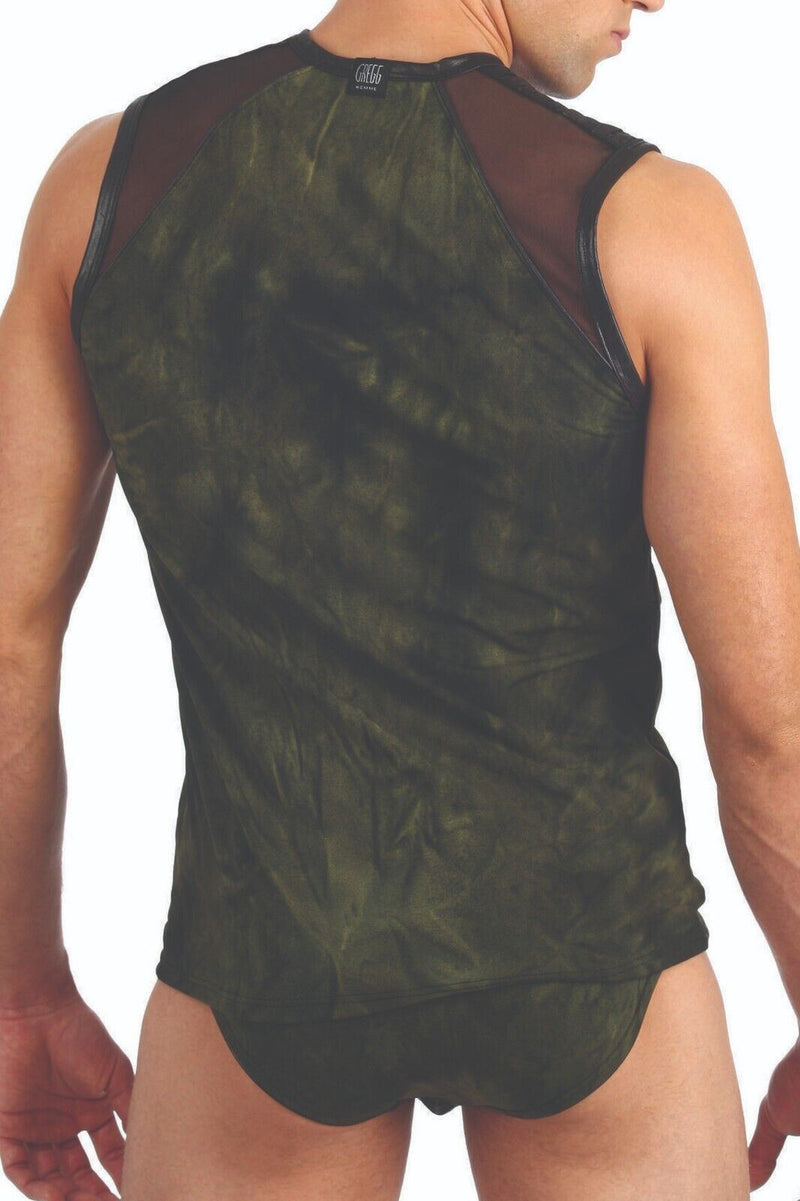 Large GREGG HOMME Tank top COMBAT Retro Muscle Shirt Army Green 85122 GT1 - SexyMenUnderwear.com