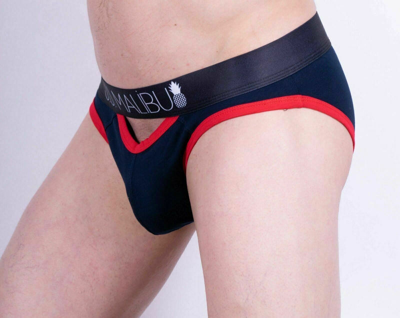 Large JJ Malibu Brief Peep show Sexy Space Blue Open Back Briefs 2 - SexyMenUnderwear.com