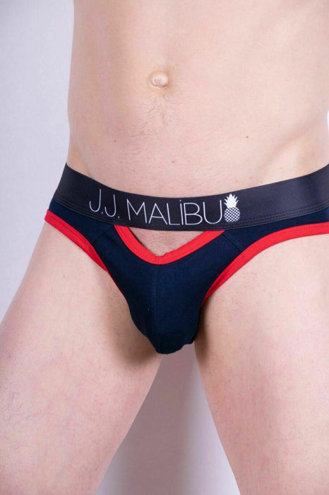 Large JJ Malibu Brief Peep show Sexy Space Blue Open Back Briefs 2 - SexyMenUnderwear.com