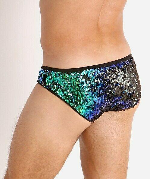 LARGE-LASC Fasion Sparkle Brief Transformer Sequined Briefs Blue Green 1