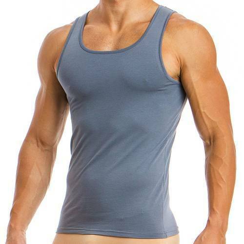 LARGE Modus Vivendi Tanktop Basics Camisole En Cotton Tank top Grey 02831 57 - SexyMenUnderwear.com
