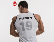 LARGE PUMP! Tank Top White Classic “19” Mesh Tanktop 14010 PU2 - SexyMenUnderwear.com
