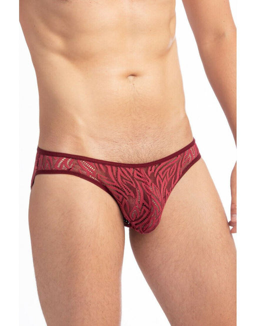 L'Homme Invisible Micro Slip Eole See-through Mini-Briefs Lace Red UW44 1 - SexyMenUnderwear.com