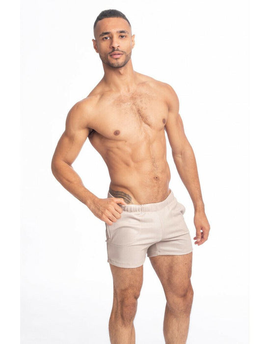 L'Homme Invisible Short Slim-Fit Fitlad Shiny Lurex Shorts Beige RWSHO 5 - SexyMenUnderwear.com