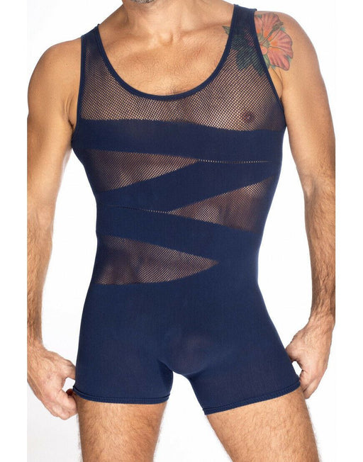 L'Homme Invisible Singlet CURIO Seamless Bodysuit Transparent Navy FW01 4 - SexyMenUnderwear.com