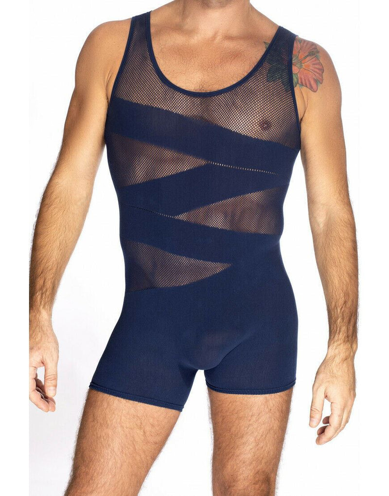 L'Homme Invisible Singlet CURIO Seamless Bodysuit Transparent Navy FW01 4 - SexyMenUnderwear.com