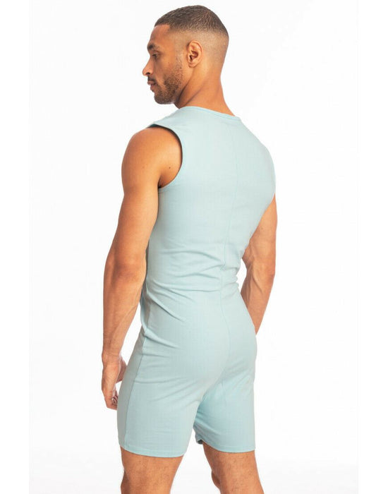 L'Homme Invisible Sleeveless Bodysuit Hypnos Ice Blue Cotton Jersay HW137 9 - SexyMenUnderwear.com
