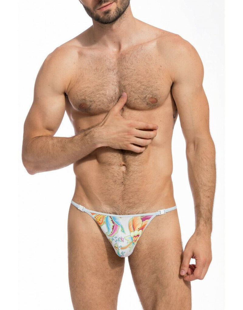 L'Homme Invisible Swim-String Detachable Snap Swim-Thong Floral Pattaya MY11X 2 - SexyMenUnderwear.com