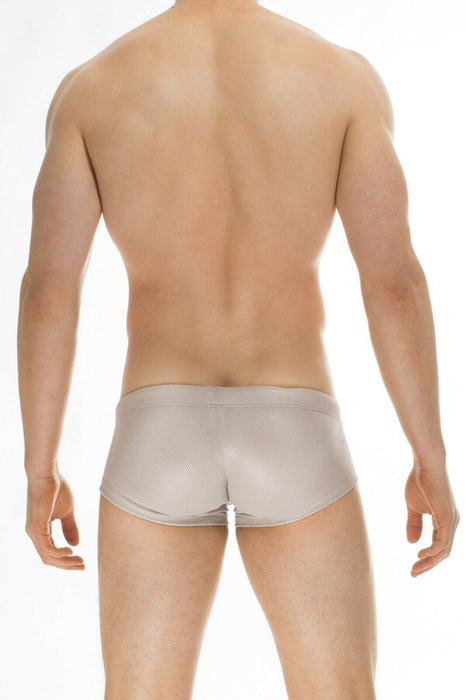 L'Homme Invisible Theo Swim-Hipster Shiny Lurex Narcis Swim-Trunk Beige BA202 5 - SexyMenUnderwear.com