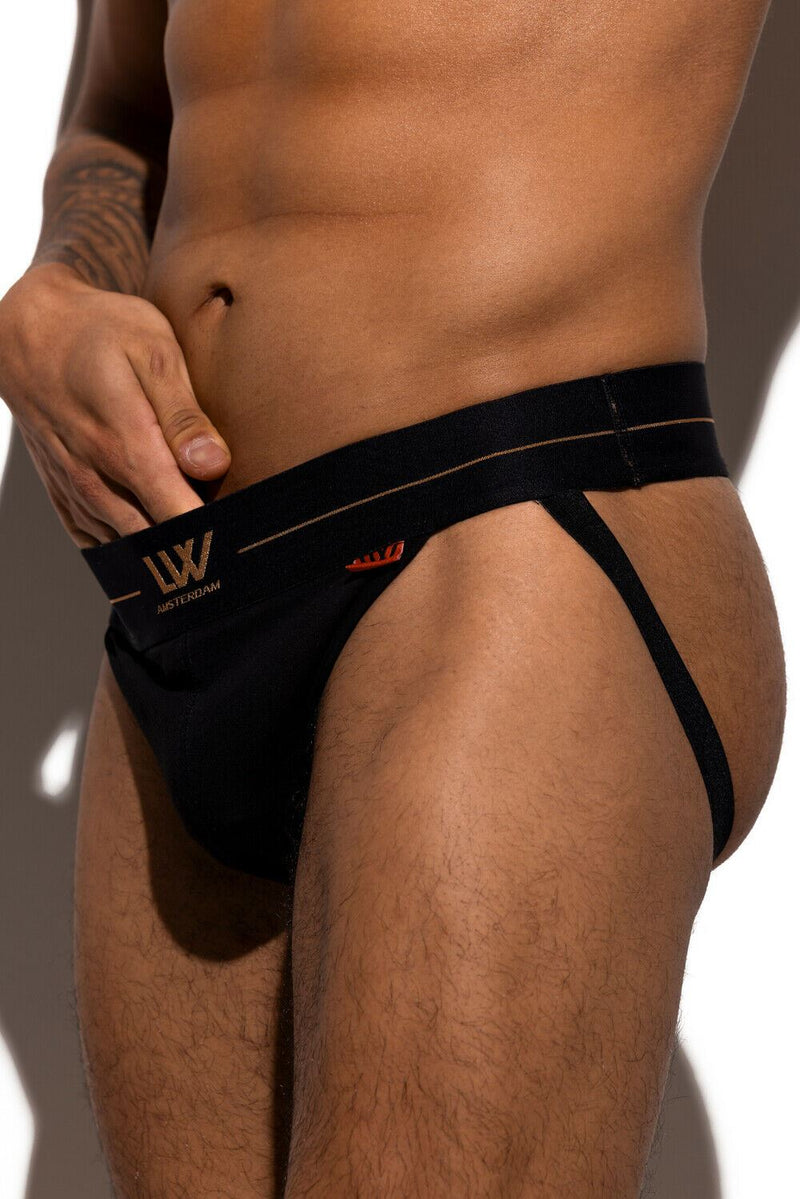 LVW AMSTERDAM Gold Jockstrap Smooth Italian Cotton Jock Black 20B - SexyMenUnderwear.com