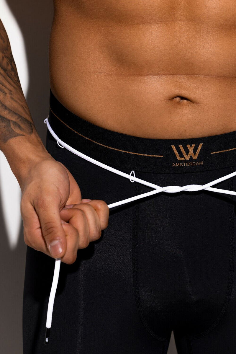 LVW AMSTERDAM Gold Legging Smooth Zippered Sports Leggings Black 18 - SexyMenUnderwear.com