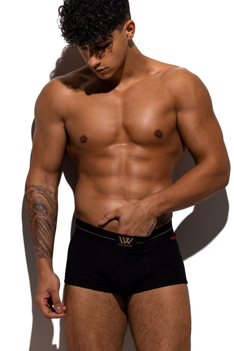 LVW Gold AMSTERDAM Boxer Trunk Soft Italian Eco-Friendly Cotton Black 17 - SexyMenUnderwear.com