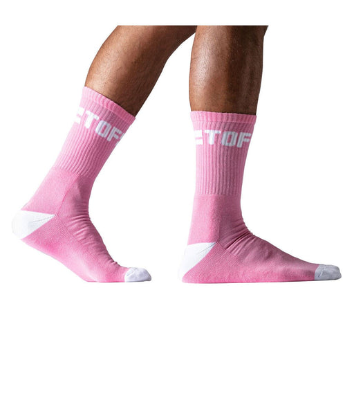 L/XL TOF PARIS Sport Sock With Cushioned Sole Mid-Calf Socks Pink 4 - SexyMenUnderwear.com