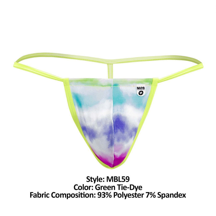 Malebasics Print G-String MOB Eroticwear Sinful Thong Green Tie-Dye MBL59 3 - SexyMenUnderwear.com