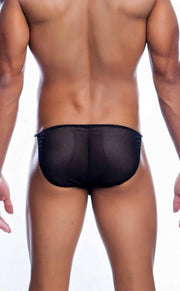 MALEBASICS String Tulle Bikini See Through Thong Contour Pouch Black MBL03 4 - SexyMenUnderwear.com