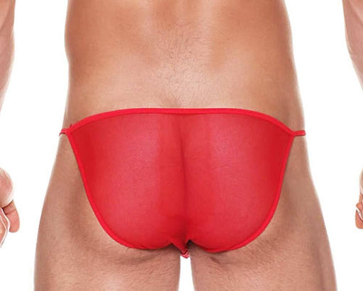 MALEBASICS String Tulle Bikini See Through Thong Contour Pouch Red MBL03 4 - SexyMenUnderwear.com