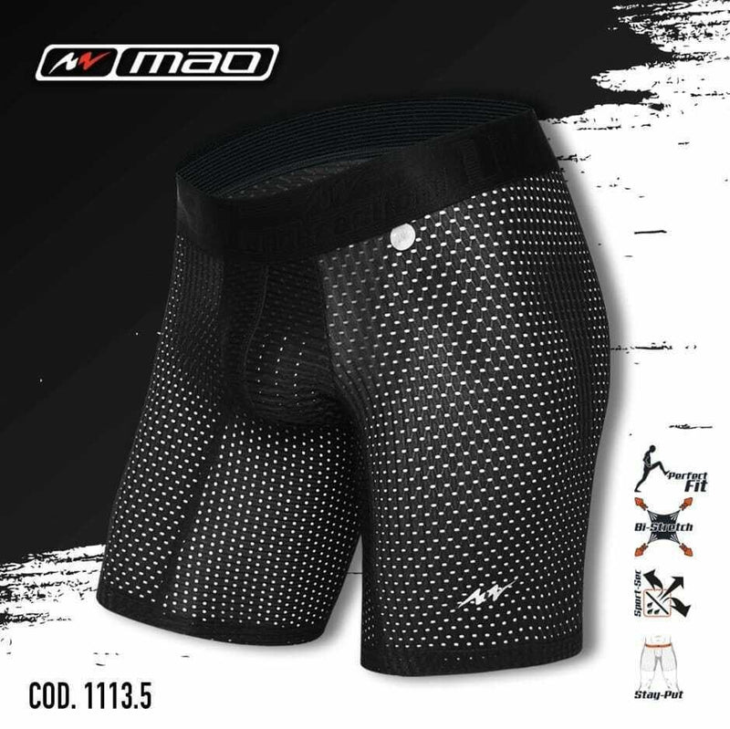MAO Sport Compression Boxer Short Mid-Cut Underwear Black 1113.5 15 - SexyMenUnderwear.com