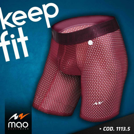 MAO Sport Compression Boxer Short Mid-Cut Underwear Burgundy 1113.5 15 - SexyMenUnderwear.com