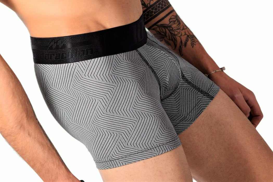 MAO SPORTS Boxer Short Stripe Line Stretching Resistance Microfiber Black Band 2 - SexyMenUnderwear.com
