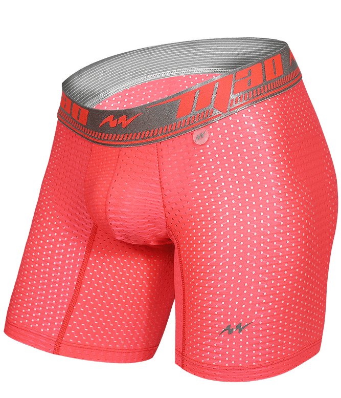 MAO Sports Boxer Soft & Stretchy Perforated Microfiber Neon Coral 7034 6 - SexyMenUnderwear.com