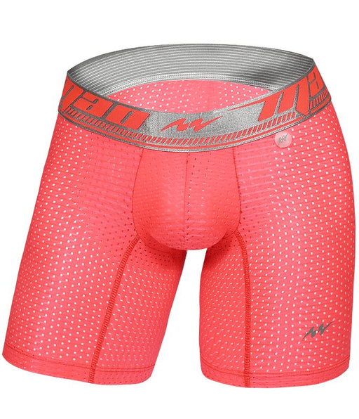 MAO Sports Boxer Soft & Stretchy Perforated Microfiber Neon Coral 7034 6 - SexyMenUnderwear.com