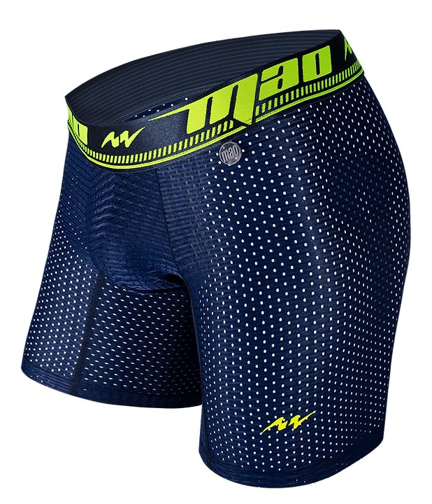 MAO Sports Boxer Soft & Stretchy Perforated Microfiber Neon Navy Blue 7034 6 - SexyMenUnderwear.com