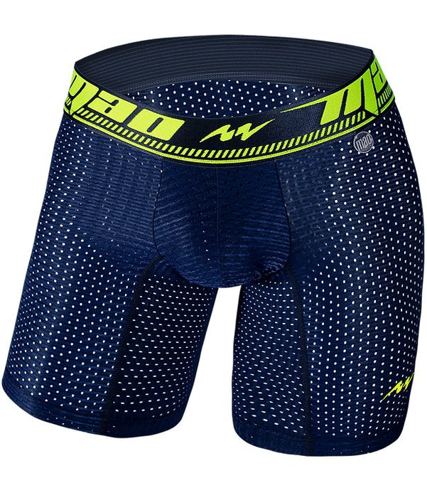 MAO Sports Boxer Soft & Stretchy Perforated Microfiber Neon Navy Blue 7034 6 - SexyMenUnderwear.com