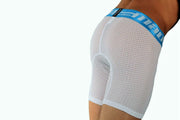 MAO Sports Boxer Soft Stretchy Perforated Microfiber Neon White Blue & Band 7034 6 - SexyMenUnderwear.com