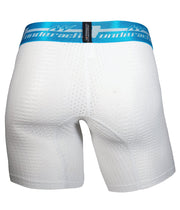 MAO Sports Boxer Soft Stretchy Perforated Microfiber Neon White Blue & Band 7034 6 - SexyMenUnderwear.com