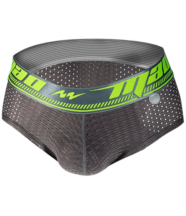 MAO Sports Briefs Neon Line Elastic Strong Fabric Gym Brief Gray 7522 - SexyMenUnderwear.com