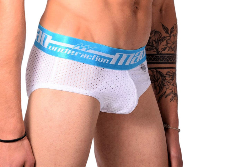 MAO Sports Briefs Neon Line Elastic Strong Fabric Perfect White Brief 7522 1 - SexyMenUnderwear.com
