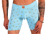 MAO Sports Casual Cotton Boxer Banana Print Soft & Stretchy Fabric Baby Blue - SexyMenUnderwear.com