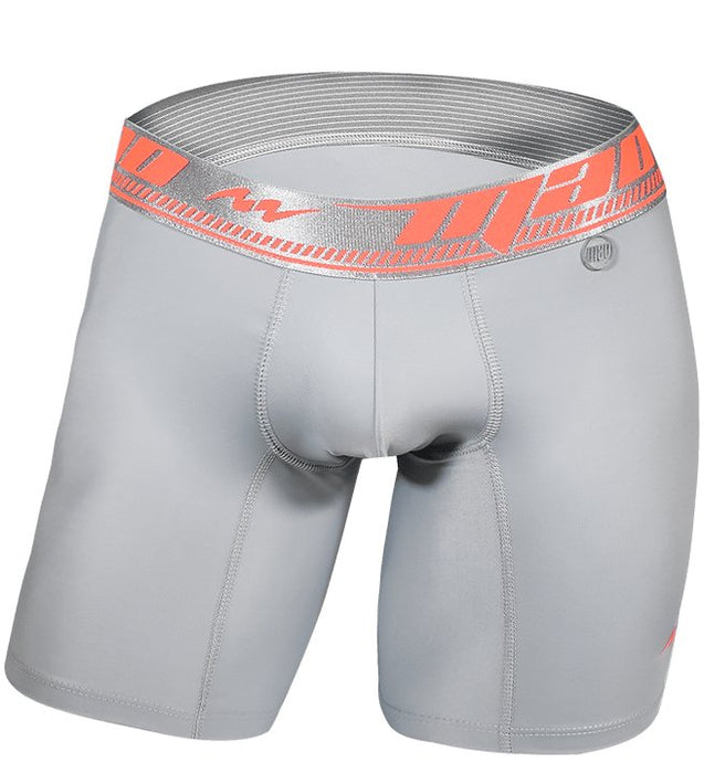 MAO Sports Grey Boxer Shorts Flashy Neon Band Stretch Microfiber 8 - SexyMenUnderwear.com