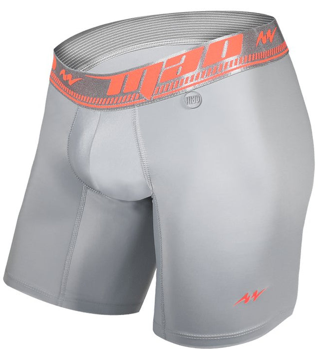 MAO Sports Grey Boxer Shorts Flashy Neon Band Stretch Microfiber 8 - SexyMenUnderwear.com