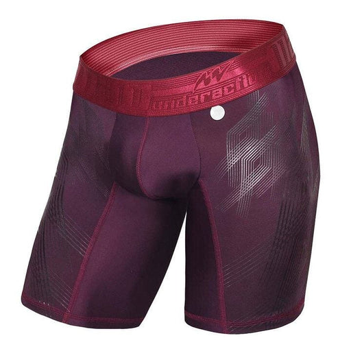 MAO Sports Long Boxer Short Gel Print with Elastic Waist & Leg Vino Red 7060