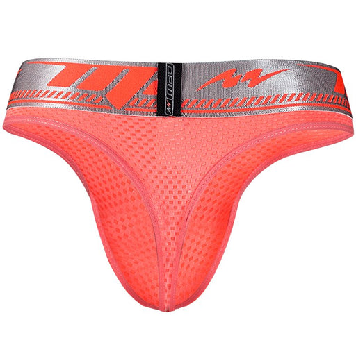 MAO Sports Thong With Curved Stretchy Mesh Thongs Elastic Waist Coral 7525 11 - SexyMenUnderwear.com