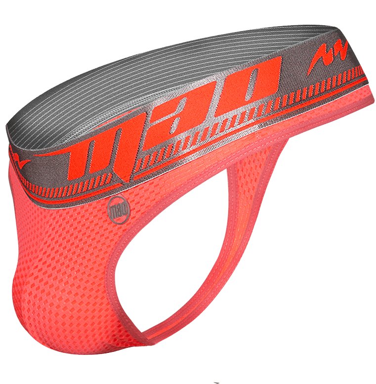 MAO Sports Thong With Curved Stretchy Mesh Thongs Elastic Waist Coral 7525 11 - SexyMenUnderwear.com