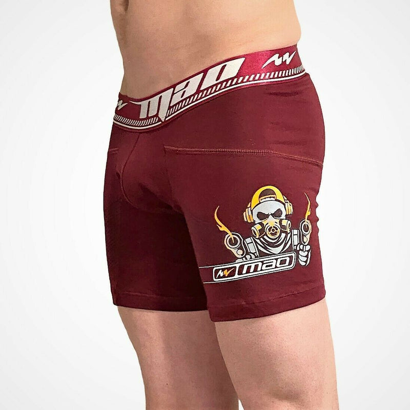 MAO USA Cotton Boxer Stretchy Microfibre Gym Sports Burgundy 6930 4 - SexyMenUnderwear.com