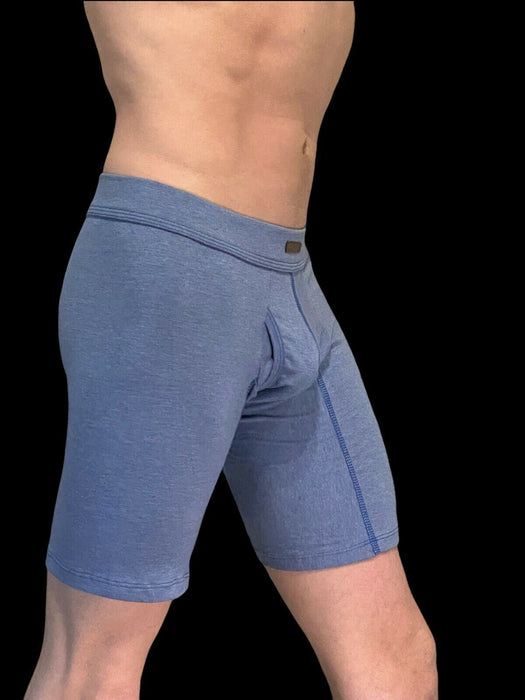 MAO USA Cotton Long Boxer Soft Flexible & Breathable Fabric Steel Blue 1113.4 10 - SexyMenUnderwear.com